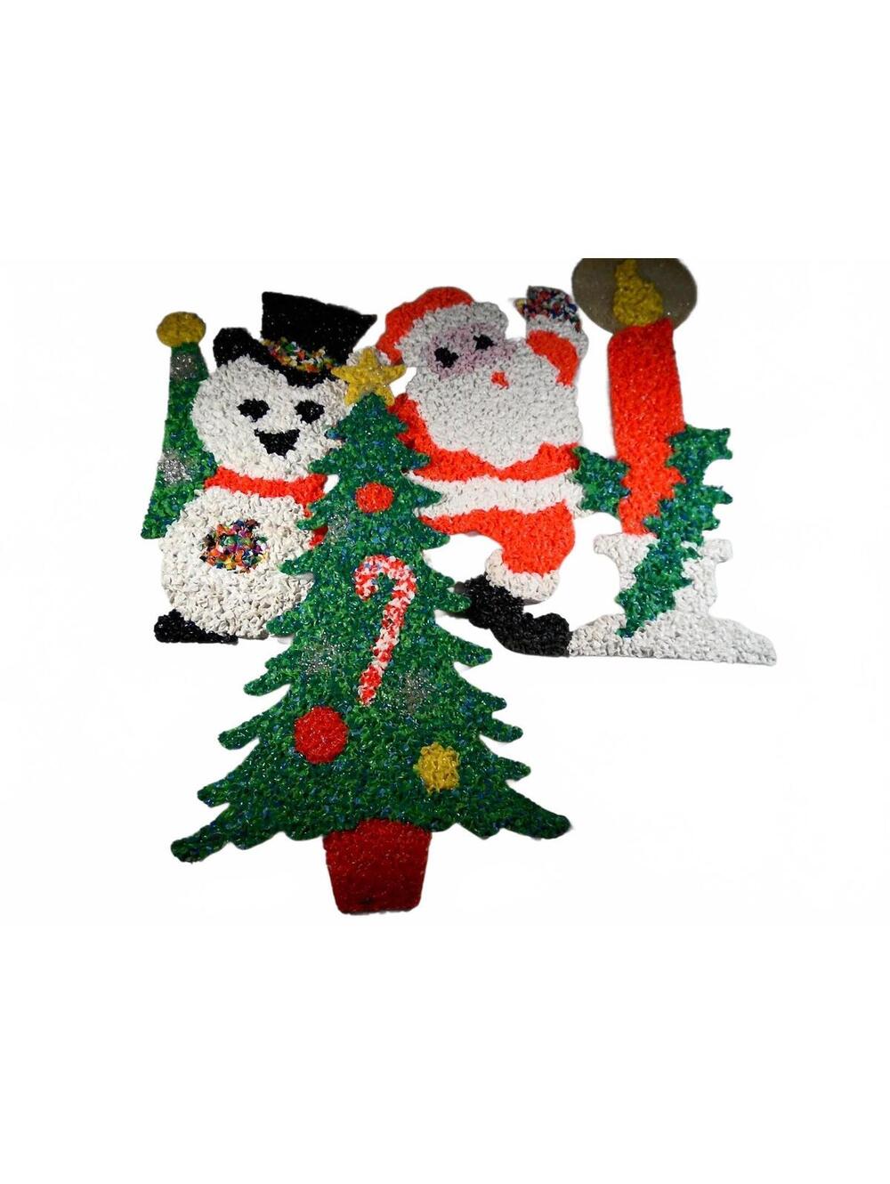 Vintage Melted Plastic Christmas Holiday Decorations Set/All